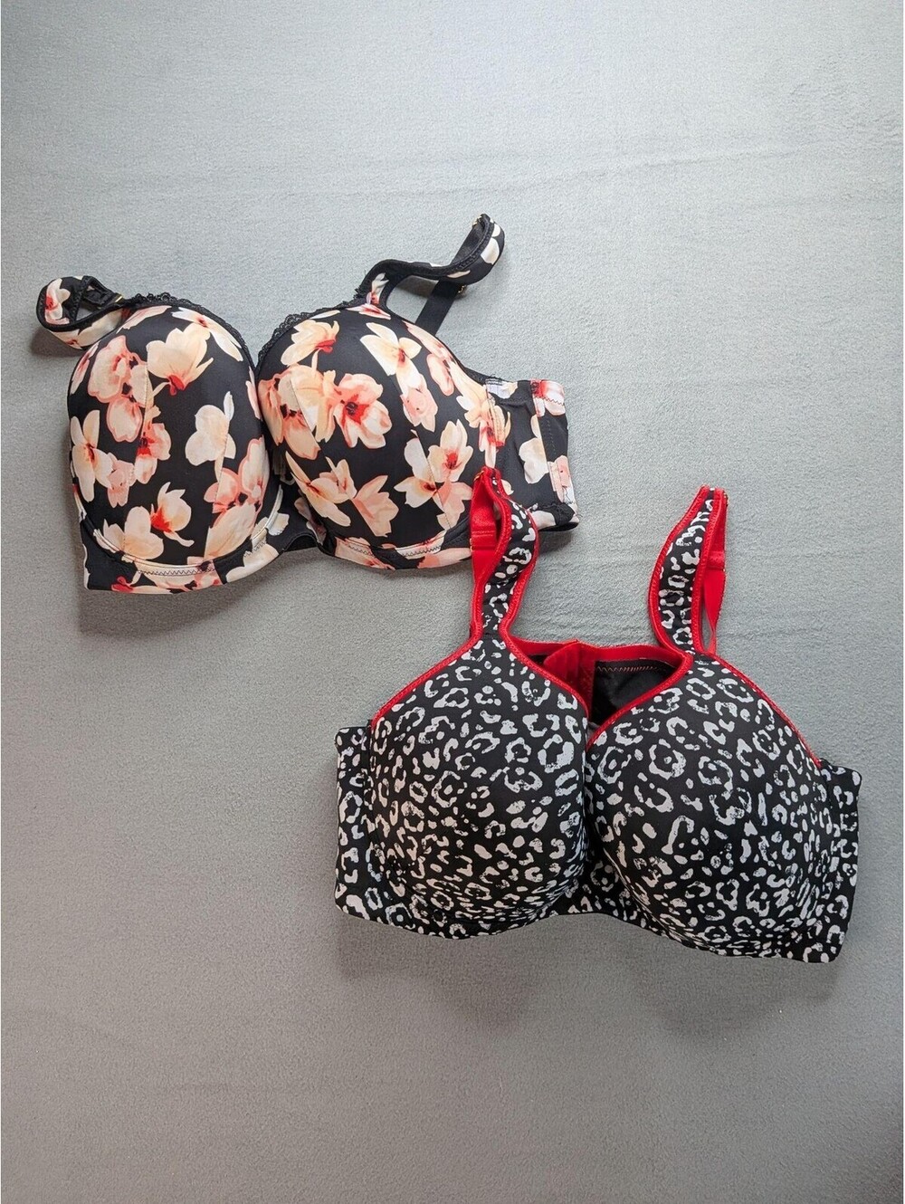 Ashley Stewart Bra Set Womens 38DD Multicolor Animal T-Shirt Padded Underwire